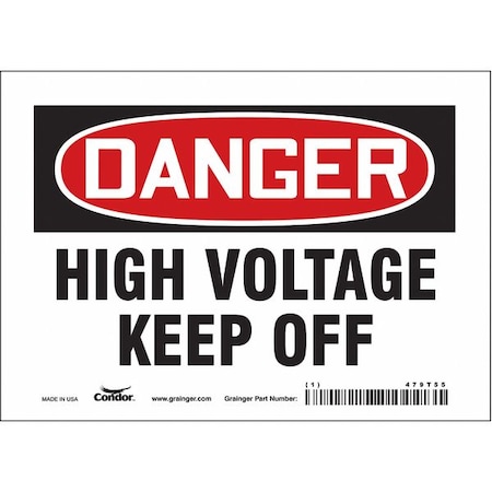 Condor Safety Sign, 5 in Height, 7 in Width, Vinyl, Horizontal Rectangle, English, 479T55 479T55