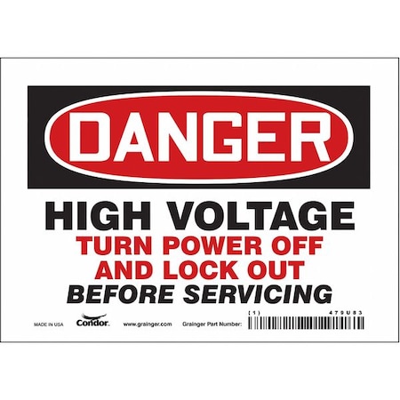 Condor Safety Sign, 5 in Height, 7 in Width, Vinyl, Horizontal Rectangle, English, 479U83 479U83