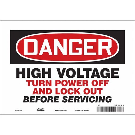 Condor Safety Sign, 7 in Height, 10 in Width, Vinyl, Vertical Rectangle, English, 479U84 479U84