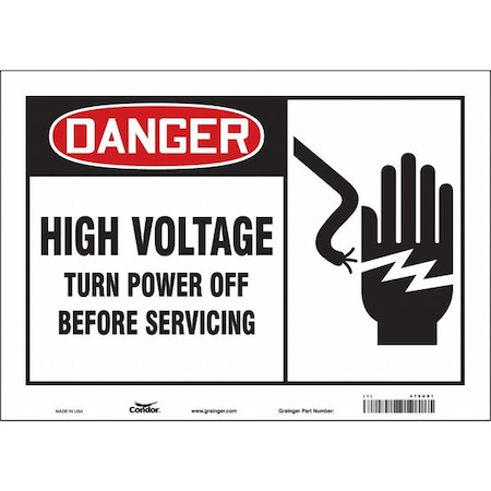 Condor Safety Sign, 10 in Height, 14 in Width, Vinyl, Horizontal Rectangle, English, 479U91 479U91