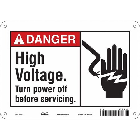 Condor Safety Sign, 7 in Height, 10 in Width, Polyethylene, Vertical Rectangle, English, 479U95 479U95