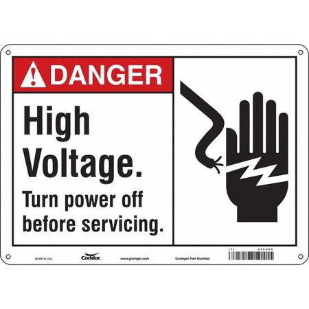 Condor Safety Sign, 10 in Height, 14 in Width, Polyethylene, Horizontal Rectangle, English, 479U96 479U96