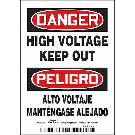Condor Safety Sign, 5" Wx3-1/2" H, 0.004" Thick, 479U02 479U02