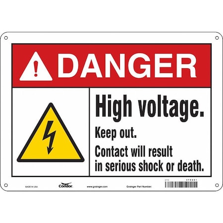 Condor Safety Sign, 10 in Height, 14 in Width, Aluminum, Horizontal Rectangle, English, 479U21 479U21