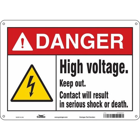 Condor Safety Sign, 10 in Height, 14 in Width, Polyethylene, Horizontal Rectangle, English, 479U27 479U27