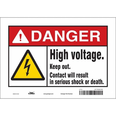 Condor Safety Sign, 7 in Height, 10 in Width, Vinyl, Vertical Rectangle, English, 479U30 479U30