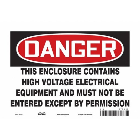 Condor Safety Sign, 7 in Height, 10 in Width, Vinyl, Vertical Rectangle, English, 479V82 479V82