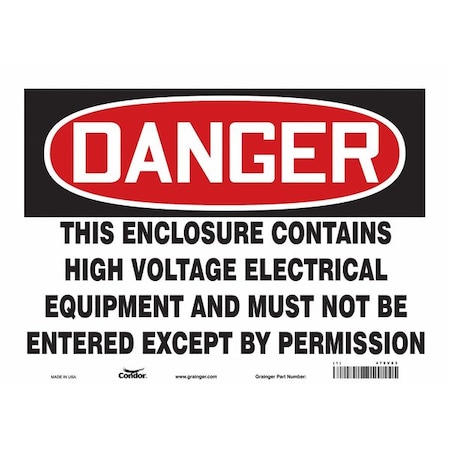 Condor Safety Sign, 10 in Height, 14 in Width, Vinyl, Horizontal Rectangle, English, 479V83 479V83