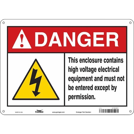 Condor Safety Sign, 10 in Height, 14 in Width, Polyethylene, Horizontal Rectangle, English, 479V87 479V87