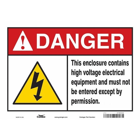 Condor Safety Sign, 10 in Height, 14 in Width, Vinyl, Horizontal Rectangle, English, 479V89 479V89