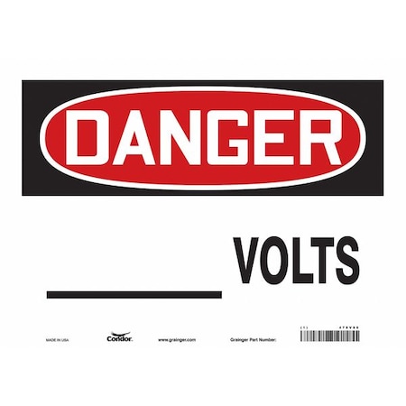 Condor Safety Sign, 10 in Height, 14 in Width, Vinyl, Horizontal Rectangle, English, 479V96 479V96