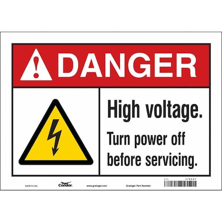 Condor Safety Sign, 10 in Height, 14 in Width, Vinyl, Horizontal Rectangle, English, 479V07 479V07