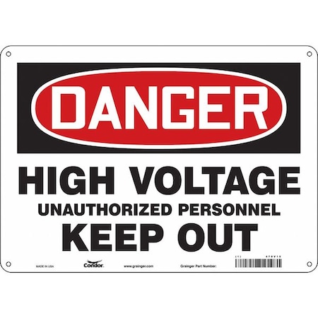 Condor Safety Sign, 10 in Height, 14 in Width, Polyethylene, Horizontal Rectangle, English, 479V15 479V15