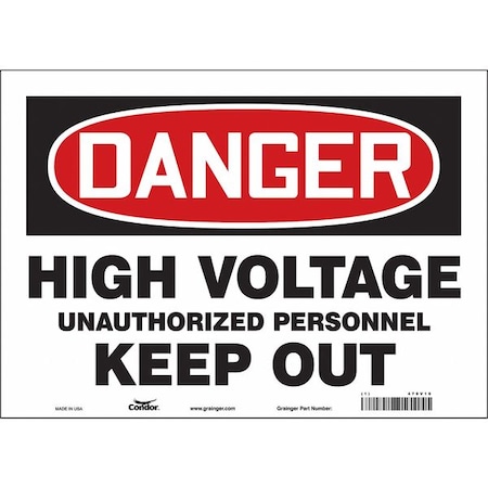 Condor Safety Sign, 10 in Height, 14 in Width, Vinyl, Horizontal Rectangle, English, 479V19 479V19