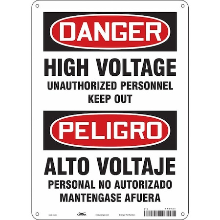 Condor Safety Sign, 14 in Height, 10 in Width, Polyethylene, Vertical Rectangle, English, Spanish, 479V24 479V24