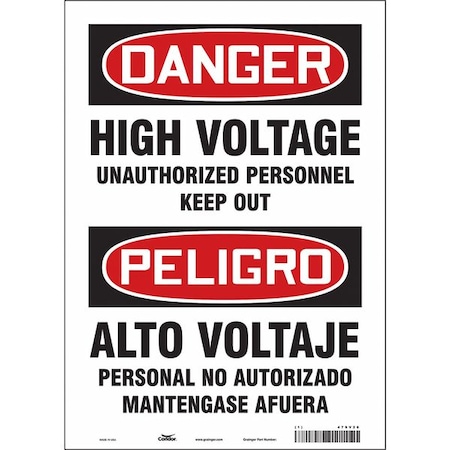 Condor Safety Sign, 14 in Height, 10 in Width, Vinyl, Vertical Rectangle, English, Spanish, 479V26 479V26