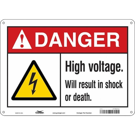 Condor Safety Sign, 10 in Height, 14 in Width, Aluminum, Horizontal Rectangle, English, 479V44 479V44