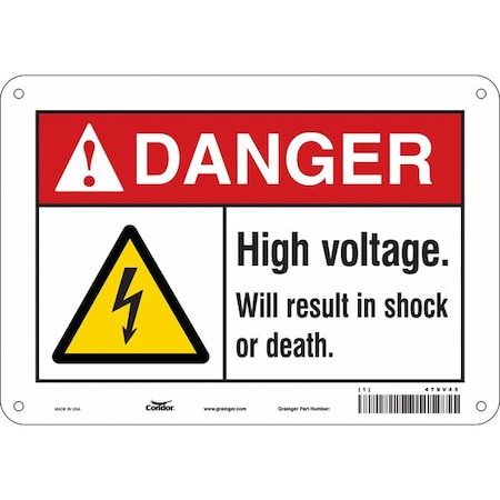 Condor Safety Sign, 7 in Height, 10 in Width, Polyethylene, Vertical Rectangle, English, 479V45 479V45