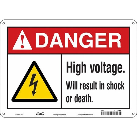 Condor Safety Sign, 10 in Height, 14 in Width, Polyethylene, Horizontal Rectangle, English, 479V46 479V46