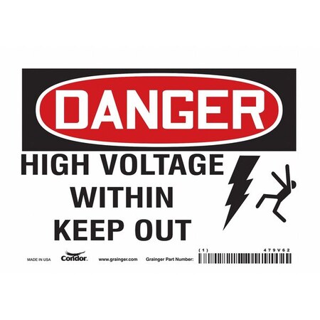 Condor Safety Sign, 5 in Height, 7 in Width, Vinyl, Horizontal Rectangle, English, 479V62 479V62