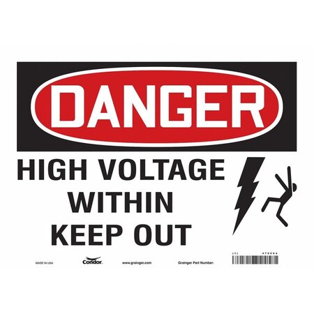 Condor Safety Sign, 10 in Height, 14 in Width, Vinyl, Horizontal Rectangle, English, 479V64 479V64