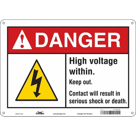 Condor Safety Sign, 10 in Height, 14 in Width, Aluminum, Horizontal Rectangle, English, 479V66 479V66