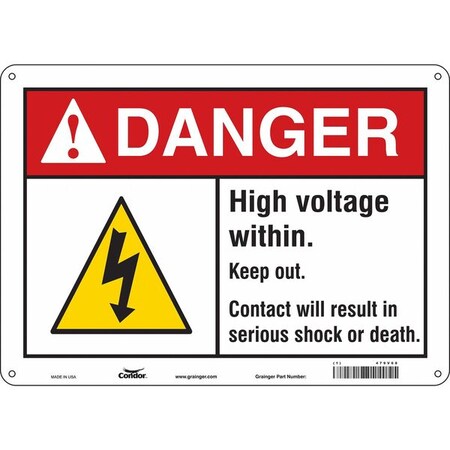 Condor Safety Sign, 10 in Height, 14 in Width, Polyethylene, Horizontal Rectangle, English, 479V68 479V68