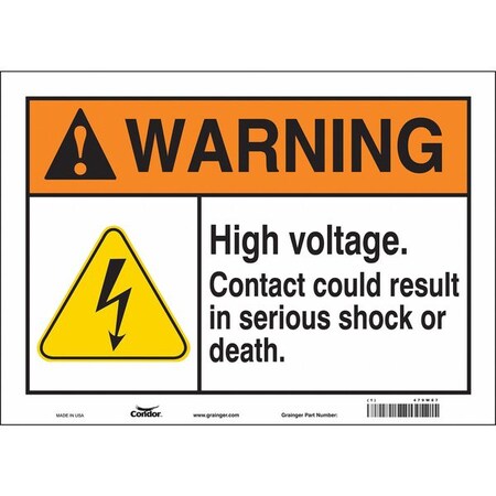 Condor Safety Sign, 10 in Height, 14 in Width, Vinyl, Horizontal Rectangle, English, 479W87 479W87