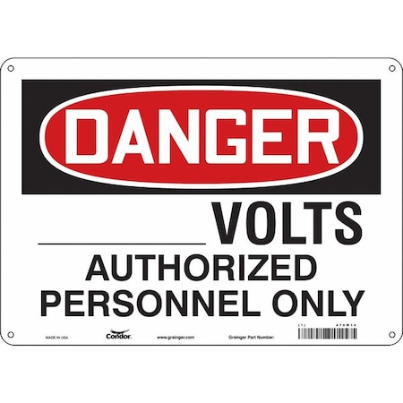 Condor Safety Sign, 10 in Height, 14 in Width, Polyethylene, Horizontal Rectangle, English, 479W14 479W14