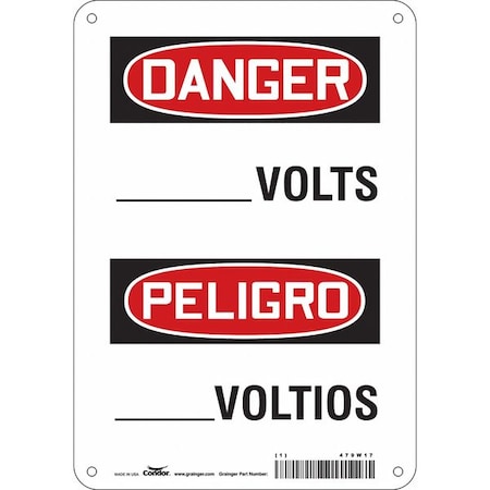 Condor Safety Sign, 10 in Height, 7 in Width, Aluminum, Horizontal Rectangle, English, Spanish, 479W17 479W17