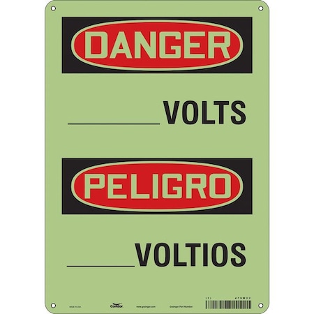 Condor Safety Sign, 14 in Height, 10 in Width, Polyethylene, Vertical Rectangle, English, Spanish, 479W22 479W22