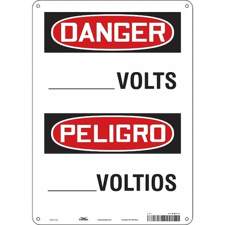 Condor Safety Sign, 14 in Height, 10 in Width, Polyethylene, Vertical Rectangle, English, Spanish, 479W24 479W24