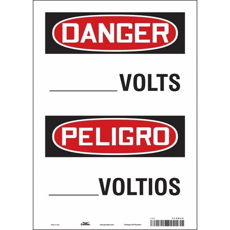 Condor Safety Sign, 14 in Height, 10 in Width, Vinyl, Vertical Rectangle, English, Spanish, 479W26 479W26