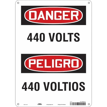 Condor Safety Sign, 14 in Height, 10 in Width, Aluminum, Vertical Rectangle, English, Spanish, 479W49 479W49