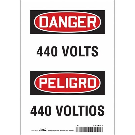 Condor Safety Sign, 10 in Height, 7 in Width, Vinyl, Horizontal Rectangle, English, Spanish, 479W52 479W52
