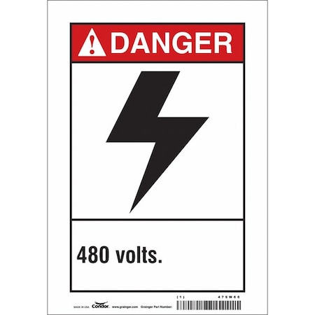 Condor Safety Sign, 10 in Height, 7 in Width, Vinyl, Horizontal Rectangle, English, 479W66 479W66