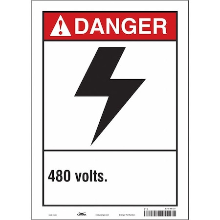 Condor Safety Sign, 14 in Height, 10 in Width, Vinyl, Vertical Rectangle, English, 479W67 479W67