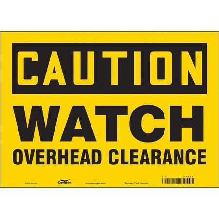Condor Caution, WATCH OVERHEAD CLEARANCE, 14 in W x 10 in H, Horizontal Rectangle, Vinyl, 479C23 479C23