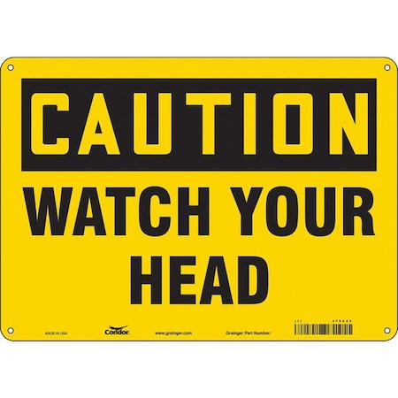 Condor Caution, WATCH YOUR HEAD, 14 in W x 10 in H, Horizontal Rectangle, Aluminum, 479C25 479C25