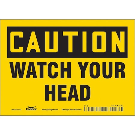 Condor Caution, WATCH YOUR HEAD, 7 in W x 5 in H, Horizontal Rectangle, Vinyl, 479C29 479C29