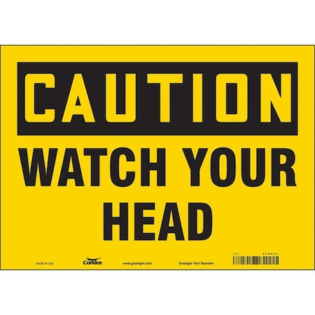 Condor Caution, WATCH YOUR HEAD, 14 in W x 10 in H, Horizontal Rectangle, Vinyl, 479C31 479C31