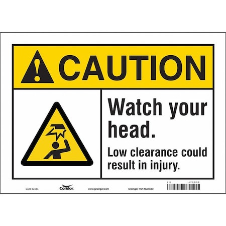 Condor Caution, WATCH YOUR HEAD. LOW CLEARANCE COULD RESULT IN INJURY., 14 in W x 10 in H, Vinyl, 479C39 479C39