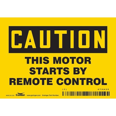 Condor Safety Sign, 3 1/2 in Height, 5 in Width, Vinyl, Horizontal Rectangle, English, 479A90 479A90