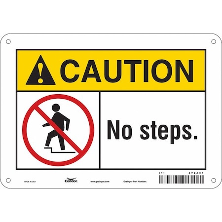 Condor Caution, NO STEPS., 10 in W x 7 in H, Vertical Rectangle, Aluminum, 479A01 479A01