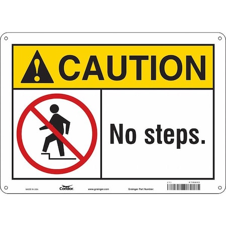 Condor Caution, NO STEPS., 14 in W x 10 in H, Horizontal Rectangle, Aluminum, 479A02 479A02