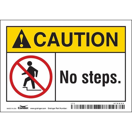 Condor Caution, NO STEPS., 5 in W x 3 1/2 in H, Horizontal Rectangle, Vinyl, 479A05 479A05