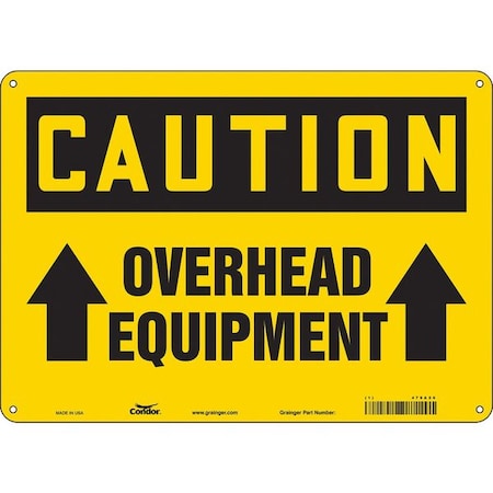 Condor Caution, OVERHEAD EQUIPMENT, 14 in W x 10 in H, Horizontal Rectangle, Aluminum, 479A26 479A26