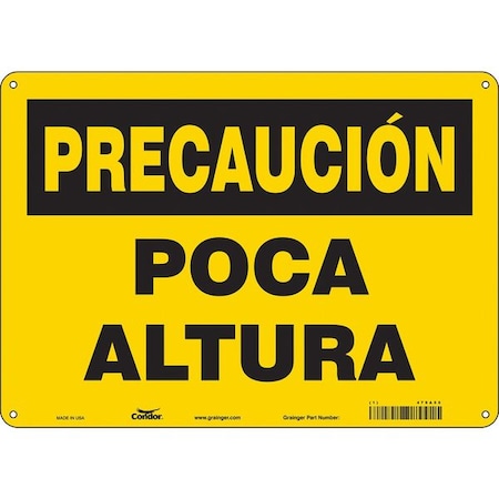 Condor Caution, POCA ALTURA, 14 in W x 10 in H, Horizontal Rectangle, Polyethylene 479A55