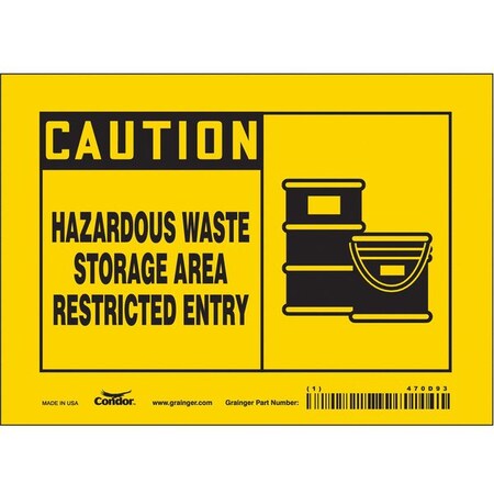 Condor Safety Sign, 5 in Height, 7 in Width, Vinyl, Horizontal Rectangle, English, 470D93 470D93