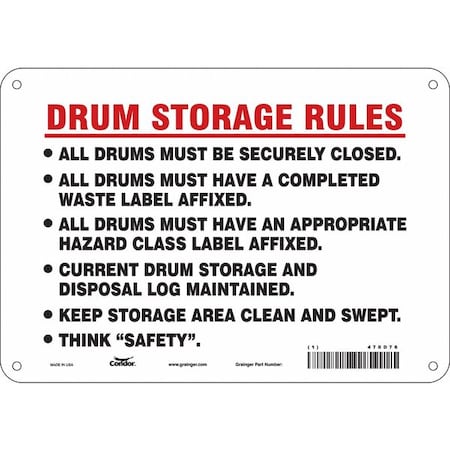 Condor Safety Sign, 7 in Height, 10 in Width, Aluminum, Vertical Rectangle, English, 470D76 470D76